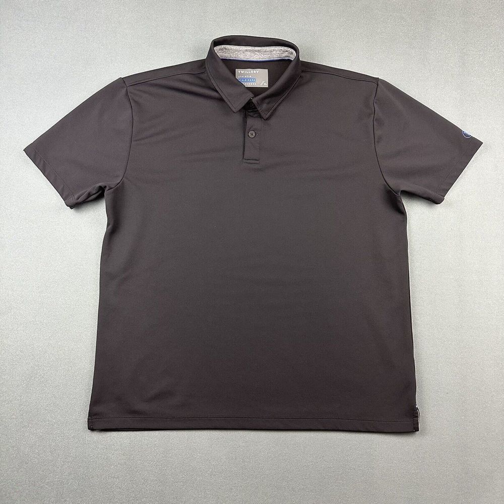 Twillory Polo Shirt Mens XLarge Solid Black Athleisure Golf Performance Comfort